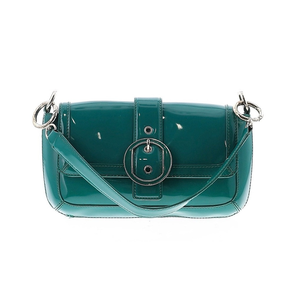 Ann Taylor Patent Teal Shoulder Bag with Buckle